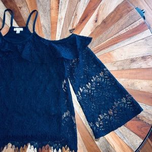 Altar’d State boutique top Navy off shoulder